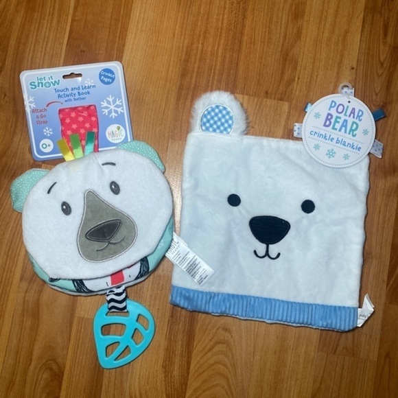 Set of two‎ Polar Bear Crinkle Blankie and touch and learn crinkle pages - Picture 1 of 5
